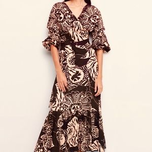 Zara Printed Linen Blend Wrap Blouse, New With Tags!